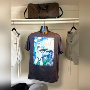 EUC Star Wars Stormtrooper Van Gogh Starry Night T-shirt Adult Size Large Tee